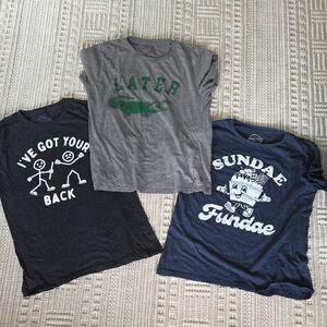 Crazy Dog Graphic T-Shirts Short Sleeve Tees In Gray, Charcoal & Navy- Soft